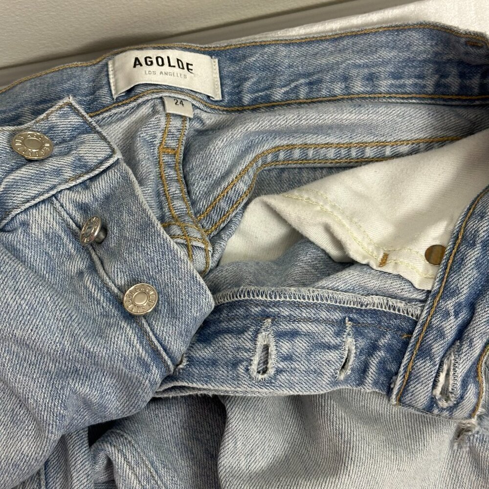Agolde Riley Crop Distressed Shatter Jeans - Picture 7 of 10